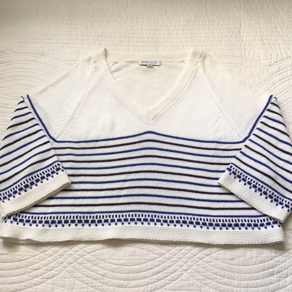 See By Chloe Oversized Cropped Knit Sweater Striped XL - Picture 3 of 12